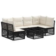 vidaXL Tuinbankenset 7 pcs Zwart poly rattan