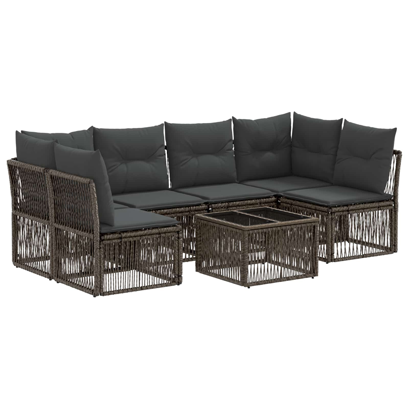 vidaXL Tuinbankenset 7 pcs Zwart poly rattan