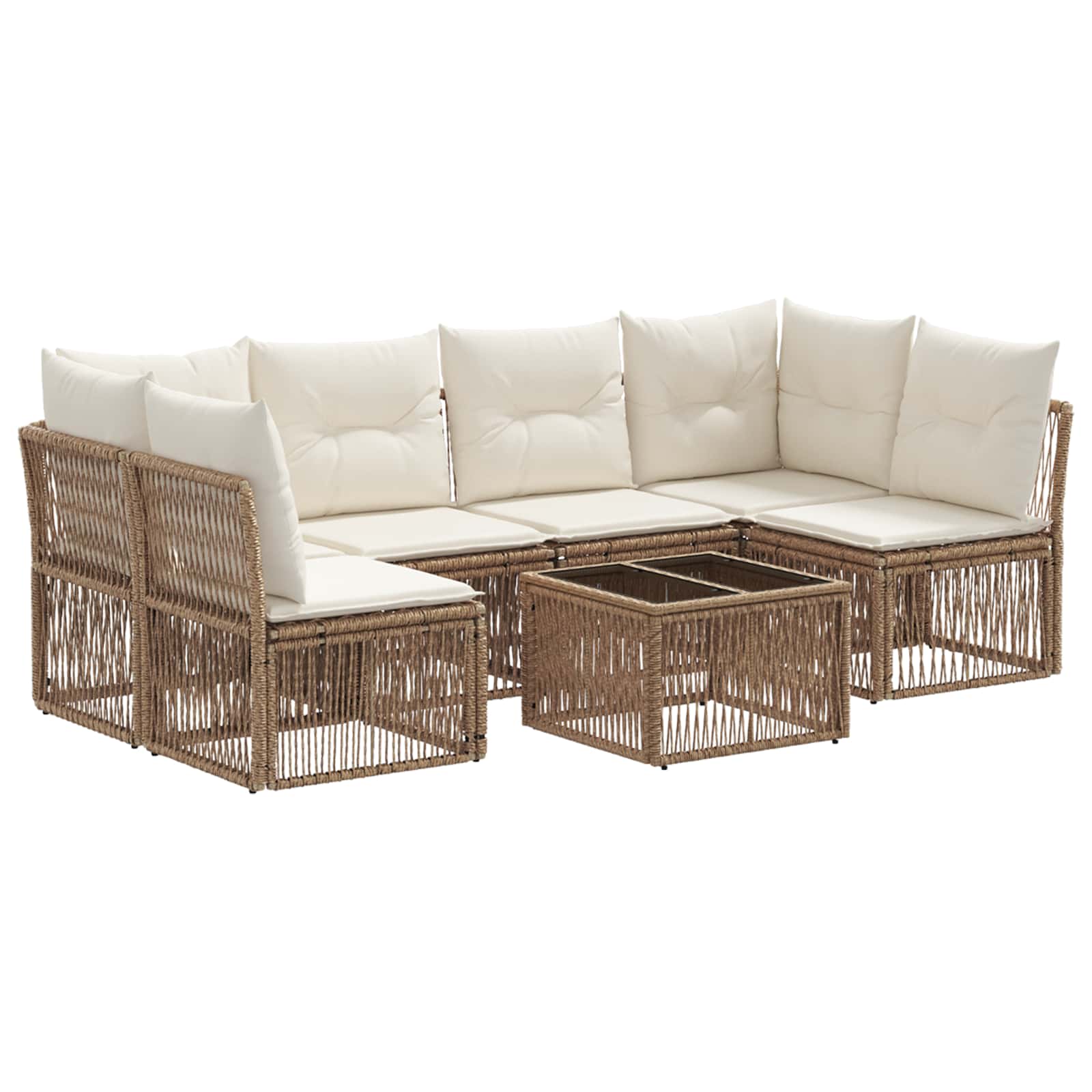vidaXL Tuinbankenset 7 pcs Zwart poly rattan