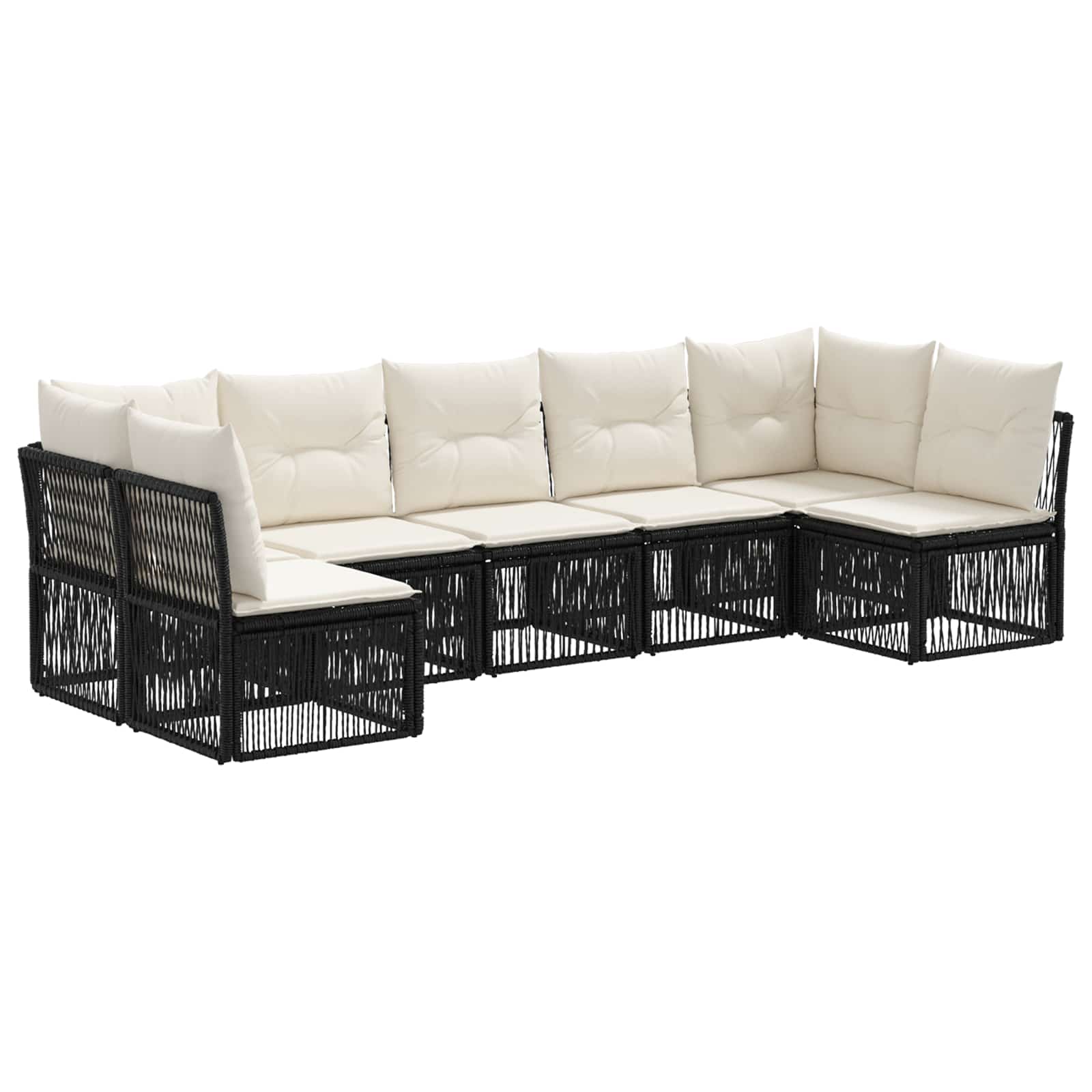 vidaXL Tuinbankenset 8 pcs Zwart poly rattan
