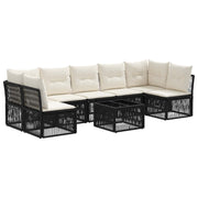 vidaXL Tuinbankenset 8 pcs Zwart poly rattan