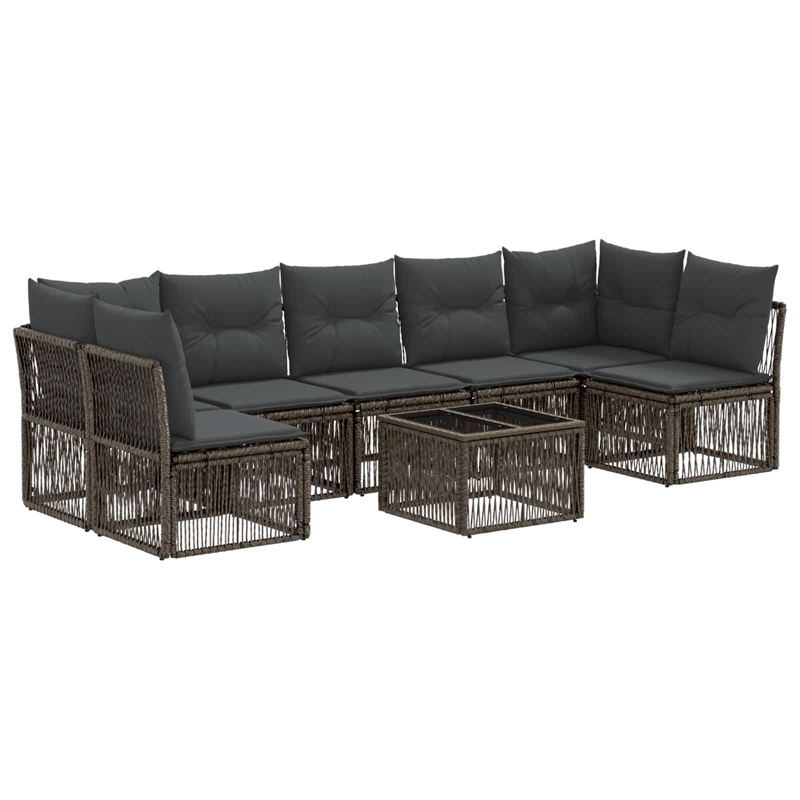 vidaXL Tuinbankenset 8 pcs Zwart poly rattan