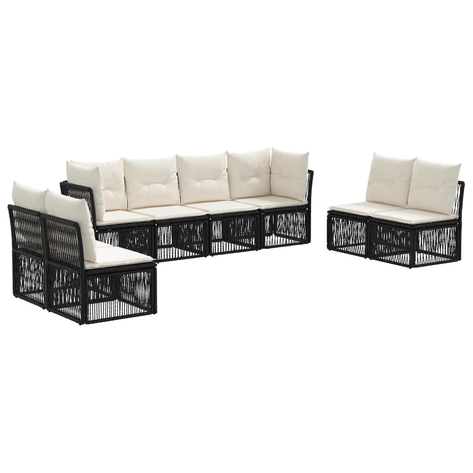 vidaXL Tuinbankenset 9 pcs Zwart poly rattan