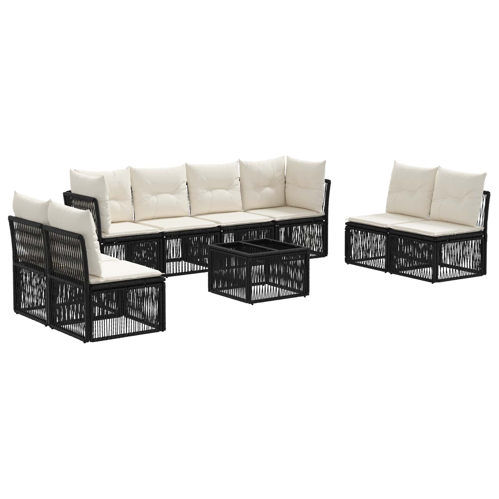 vidaXL Tuinbankenset 9 pcs Zwart poly rattan