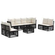 vidaXL Tuinbankenset 9 pcs Zwart poly rattan