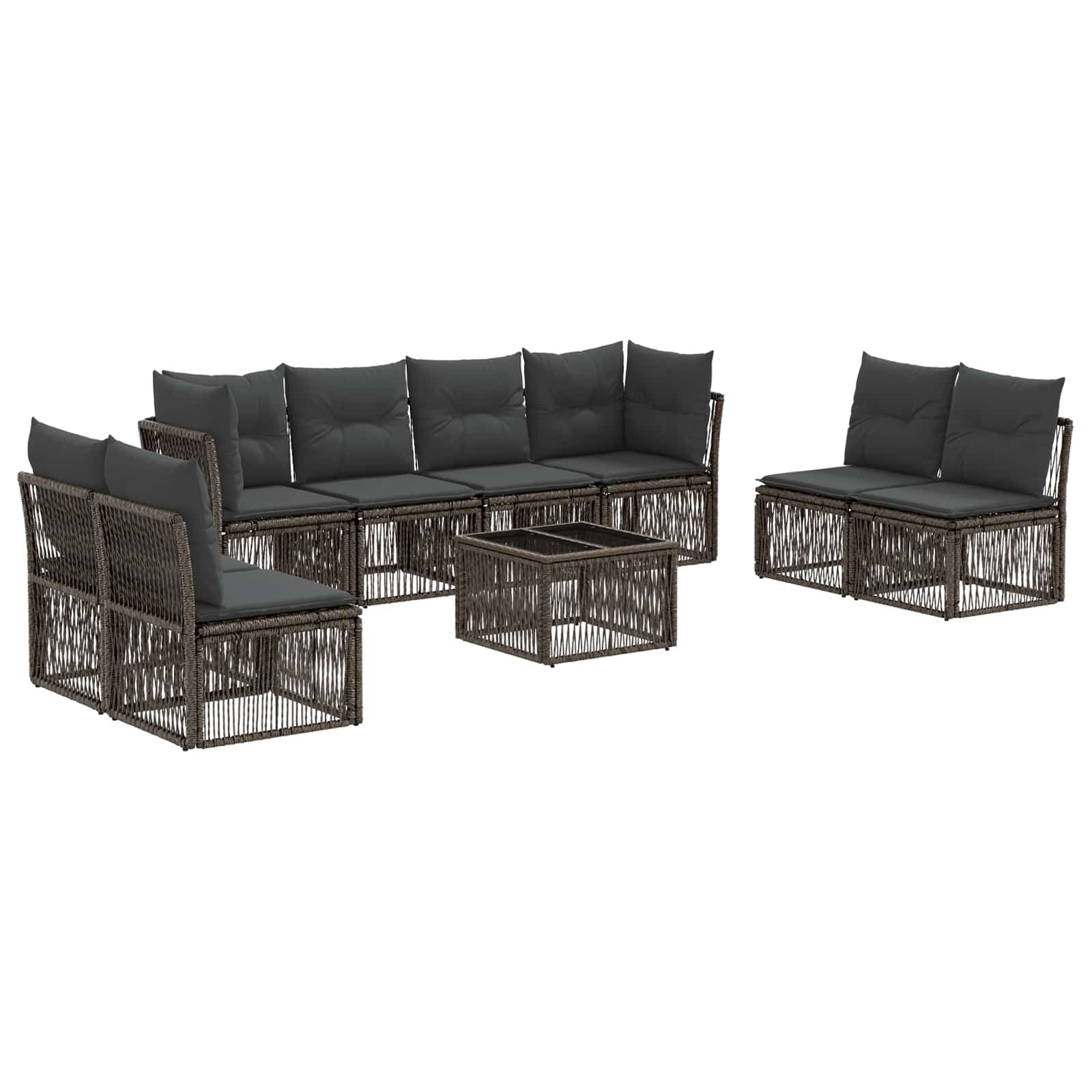 vidaXL Tuinbankenset 9 pcs Zwart poly rattan