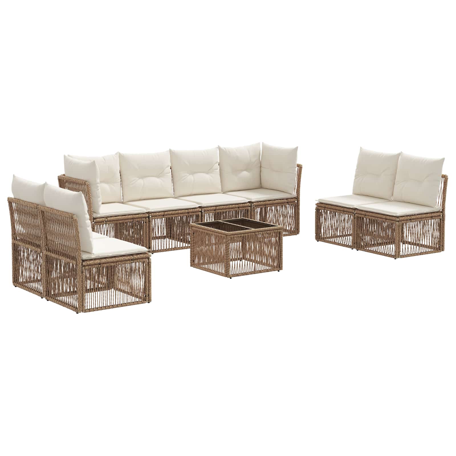 vidaXL Tuinbankenset 9 pcs Zwart poly rattan