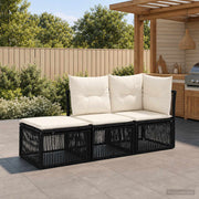 vidaXL Tuinbankenset 3 st 3-Aantal zitplaatsen Zwart poly rattan