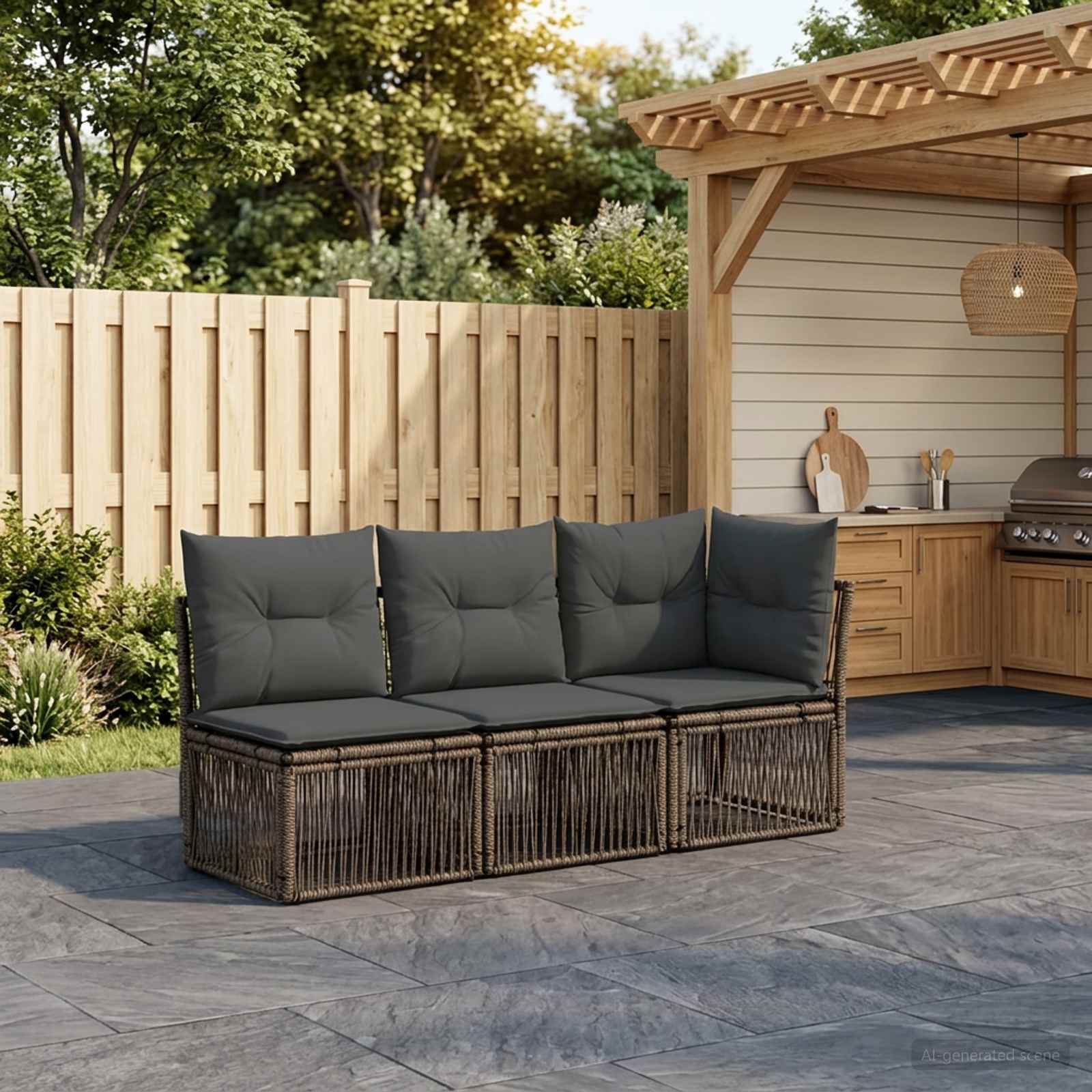 vidaXL Tuinbankenset 3 st 3-Aantal zitplaatsen Zwart poly rattan