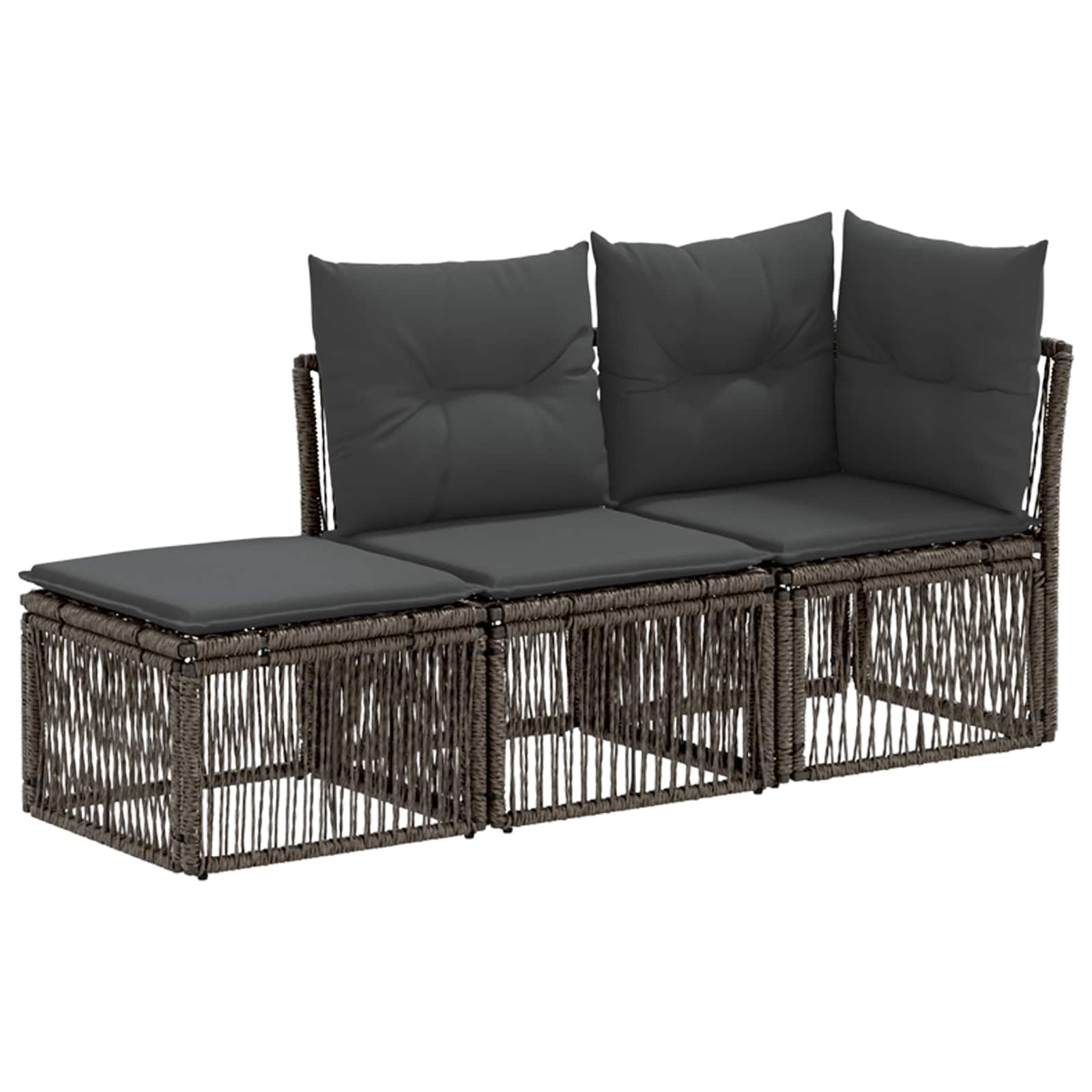 vidaXL Tuinbankenset 3 st 3-Aantal zitplaatsen Zwart poly rattan
