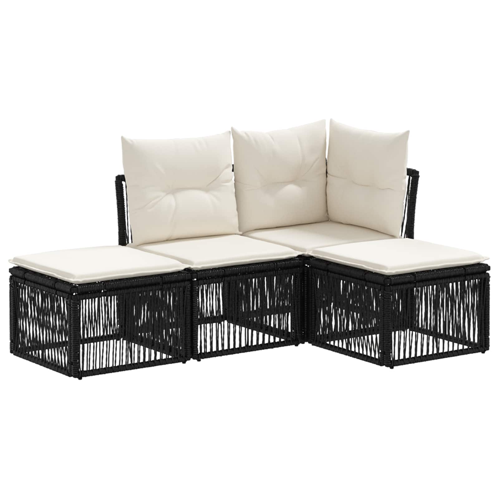 vidaXL Tuinbankenset 5 pcs Zwart poly rattan
