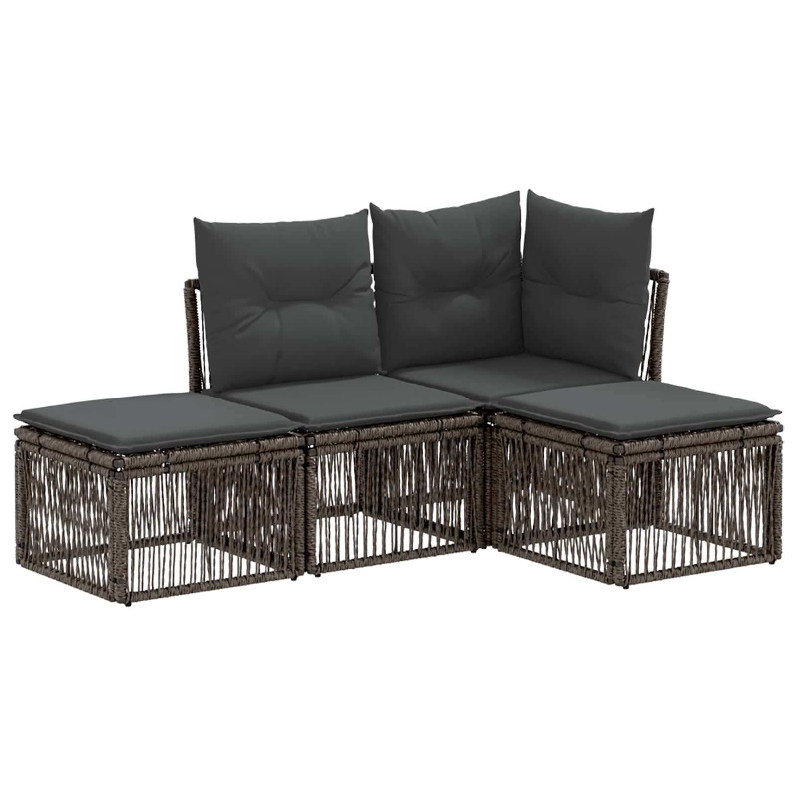 vidaXL Tuinbankenset 5 pcs Zwart poly rattan