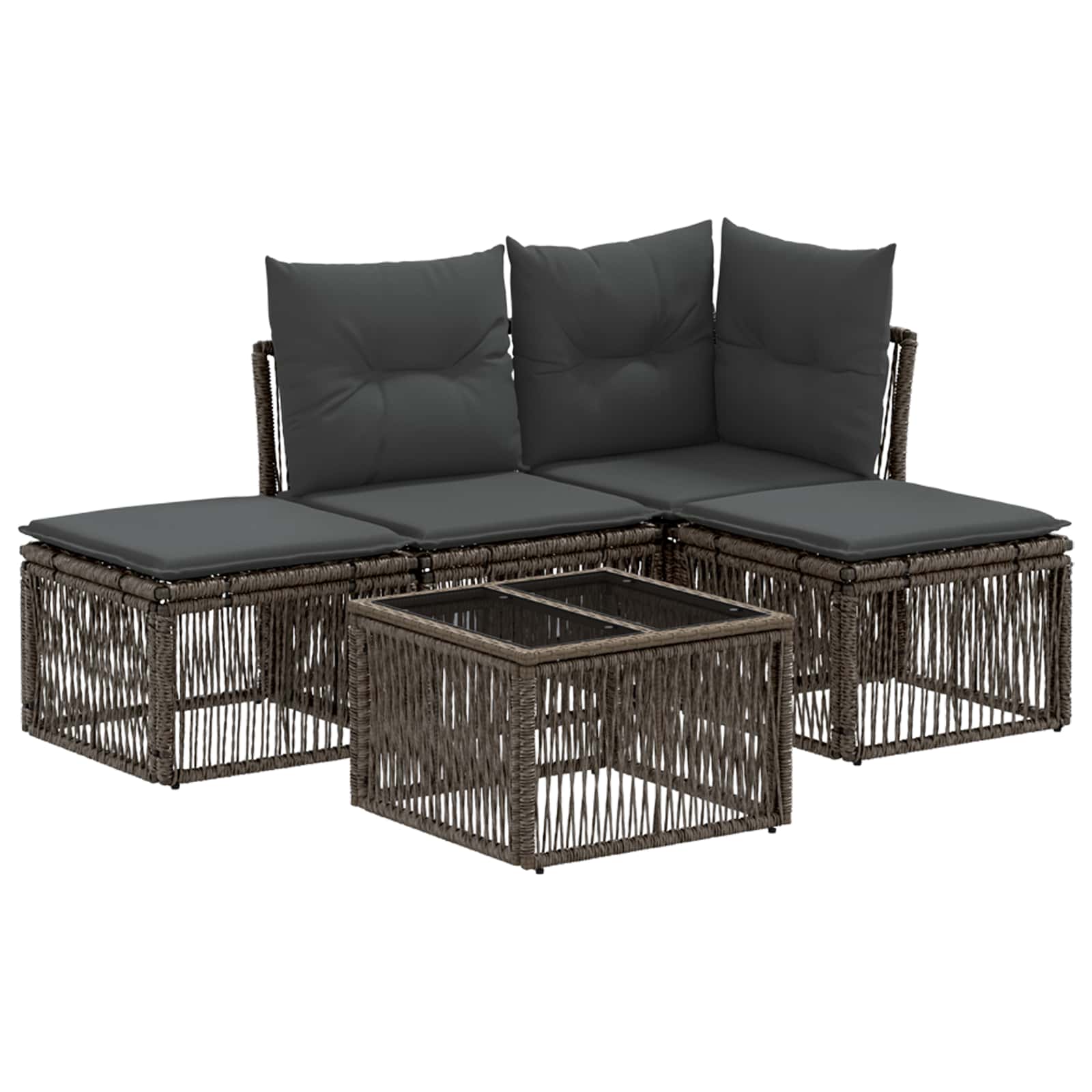 vidaXL Tuinbankenset 5 pcs Zwart poly rattan