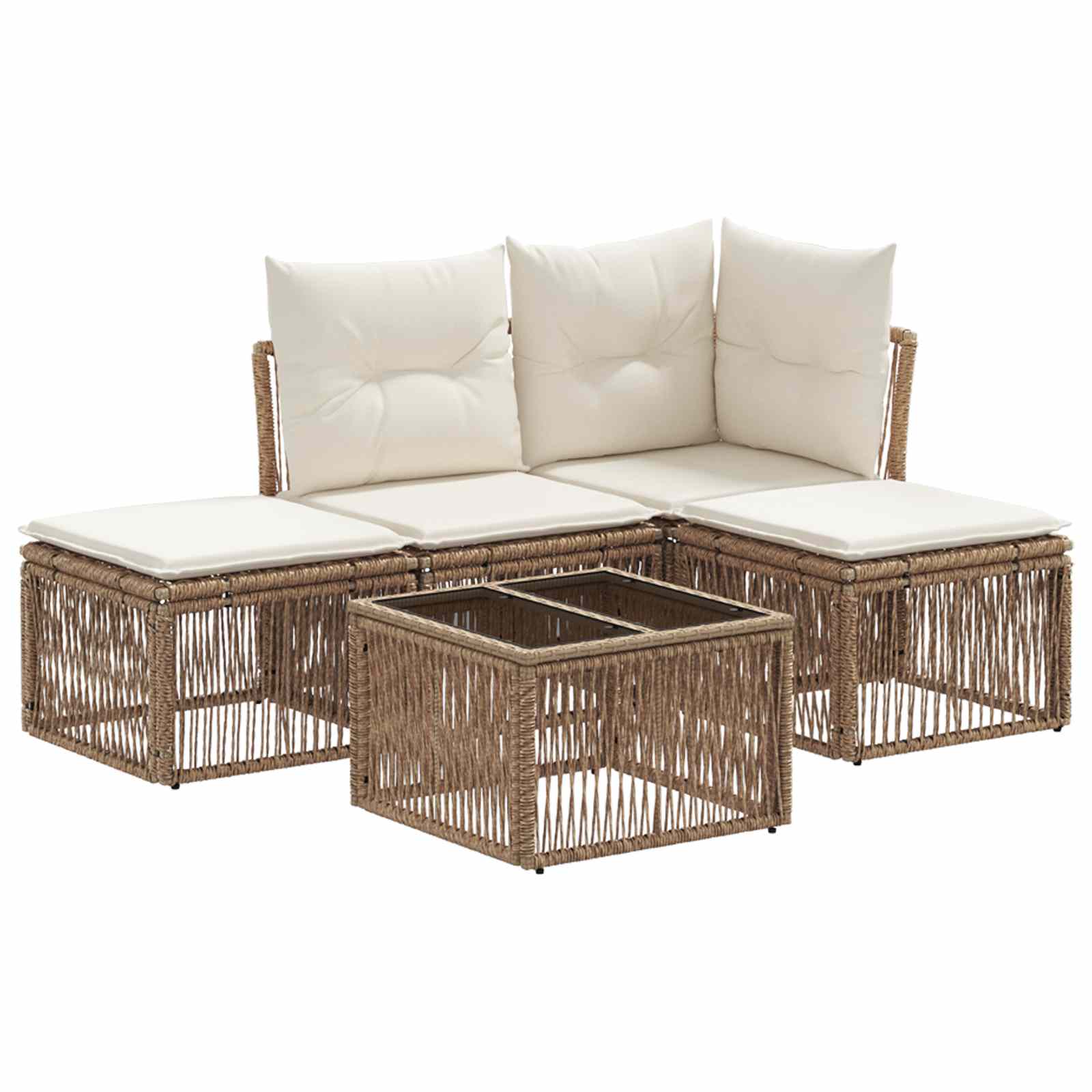 vidaXL Tuinbankenset 5 pcs Zwart poly rattan