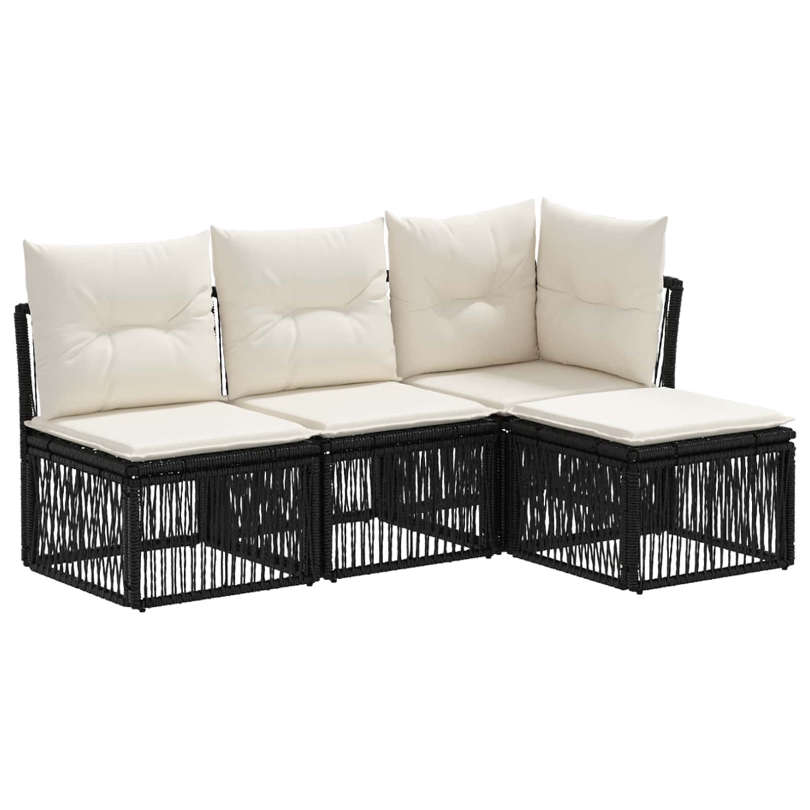 vidaXL Tuinbankenset 5 pcs Zwart poly rattan