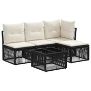 vidaXL Tuinbankenset 5 pcs Zwart poly rattan