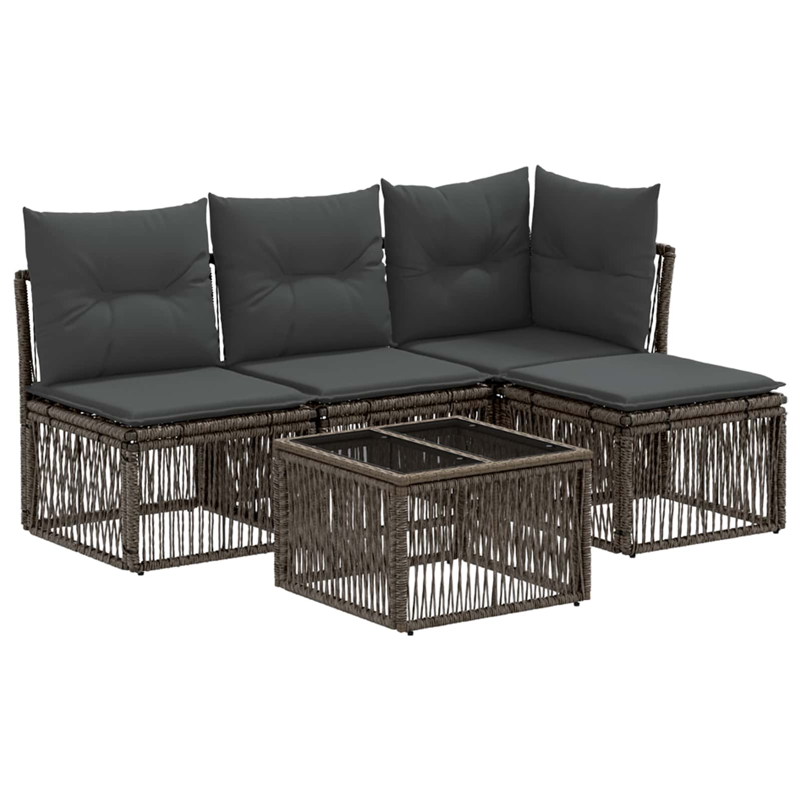 vidaXL Tuinbankenset 5 pcs Zwart poly rattan