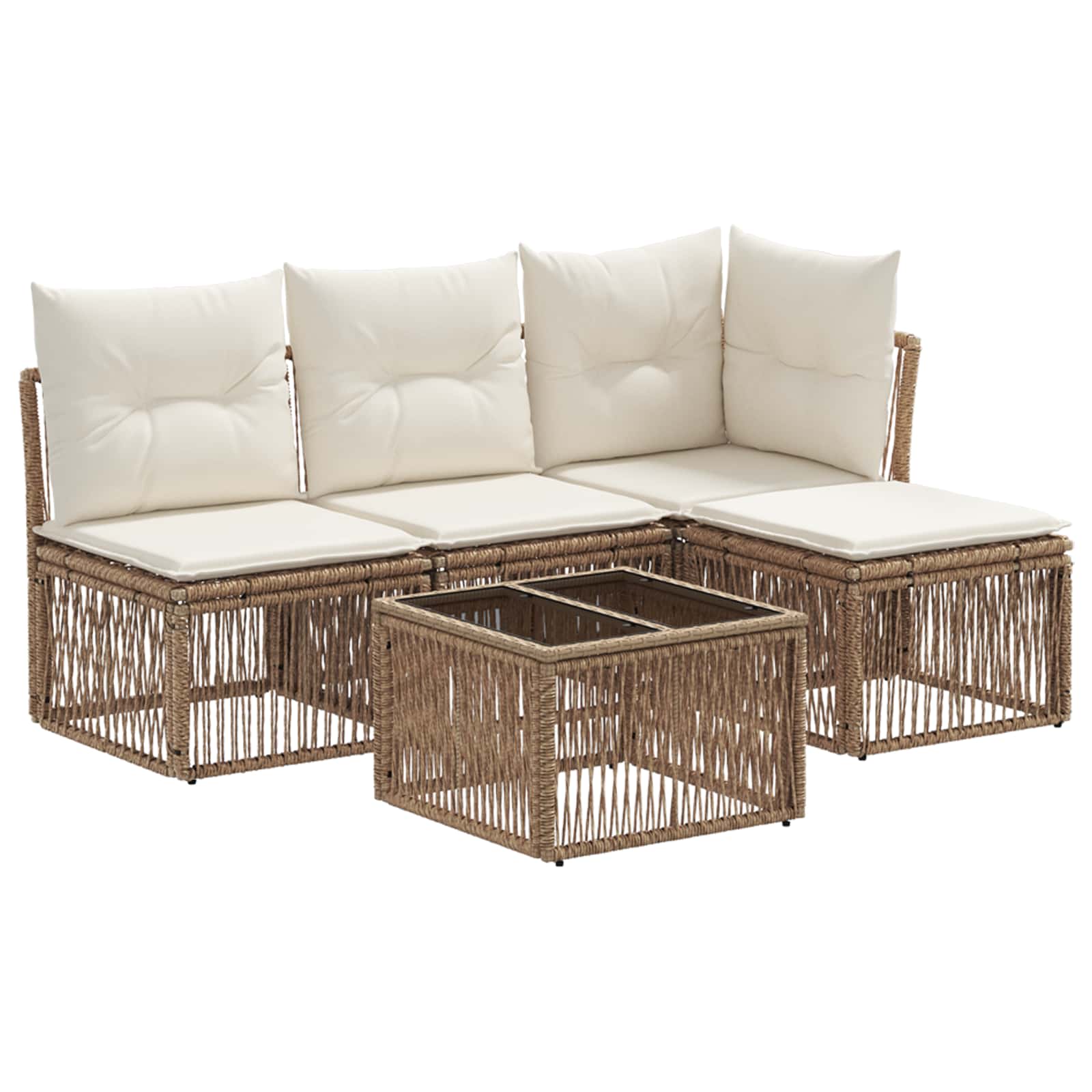 vidaXL Tuinbankenset 5 pcs Zwart poly rattan