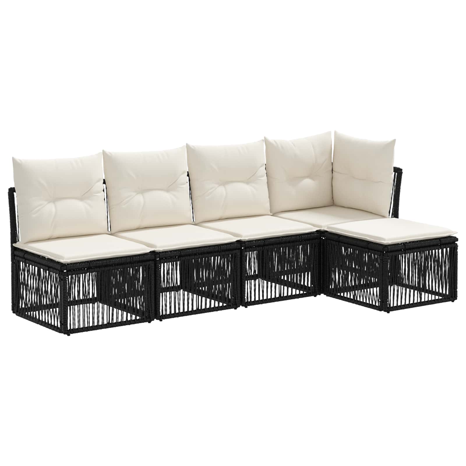 vidaXL Tuinbankenset 6 pcs Zwart poly rattan