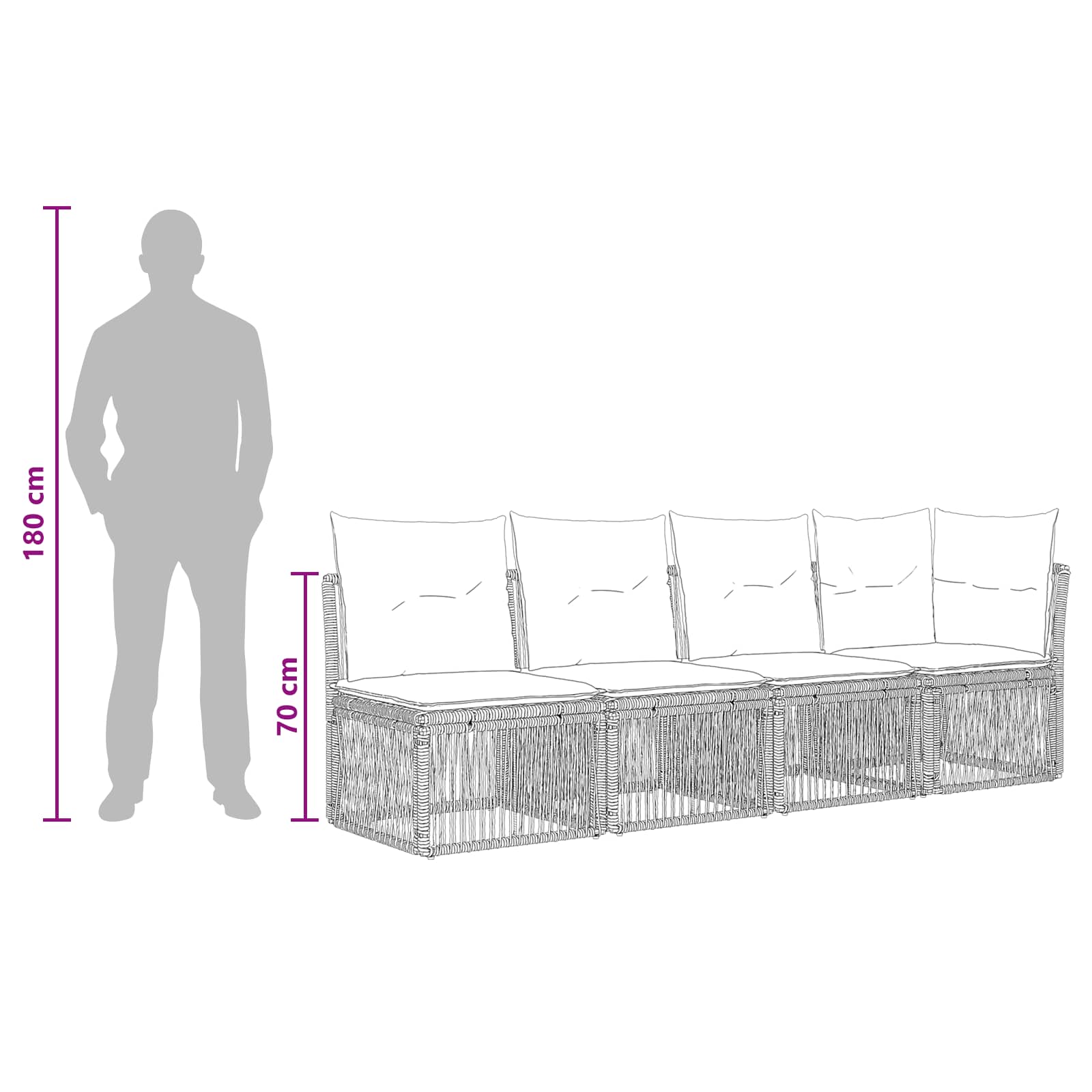 vidaXL Tuinbankenset 6 pcs Zwart poly rattan