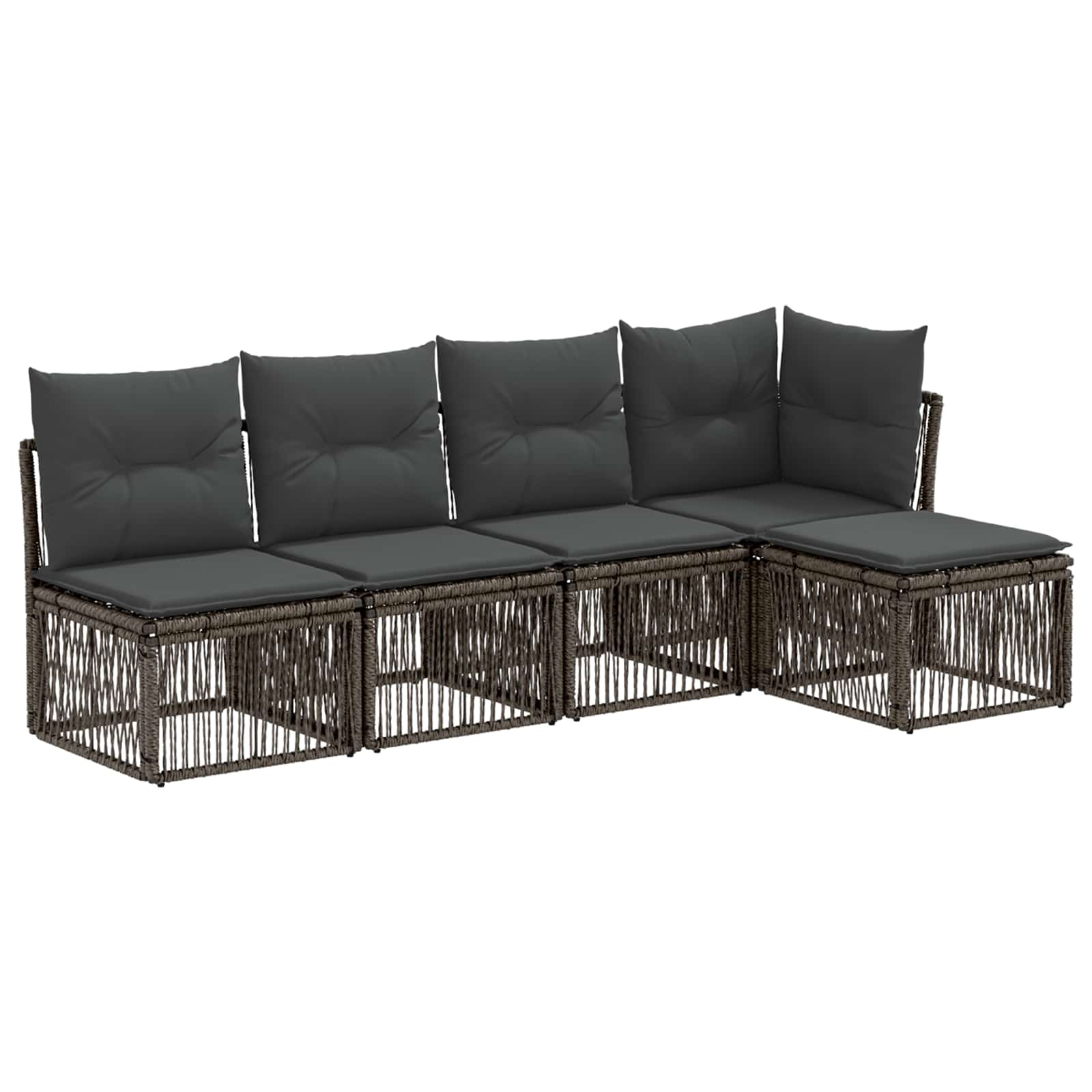 vidaXL Tuinbankenset 6 pcs Zwart poly rattan