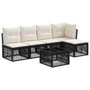 vidaXL Tuinbankenset 6 pcs Zwart poly rattan