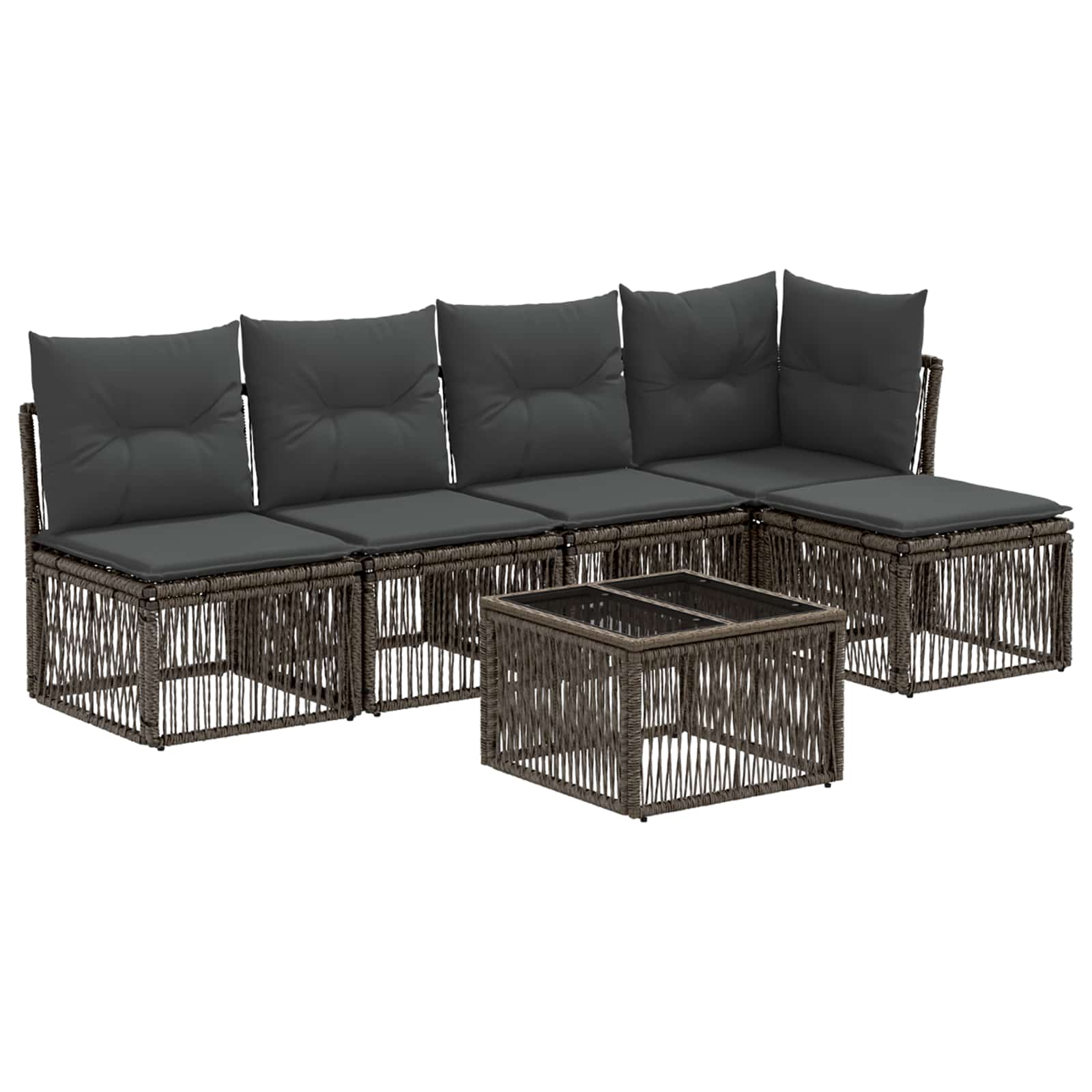 vidaXL Tuinbankenset 6 pcs Zwart poly rattan