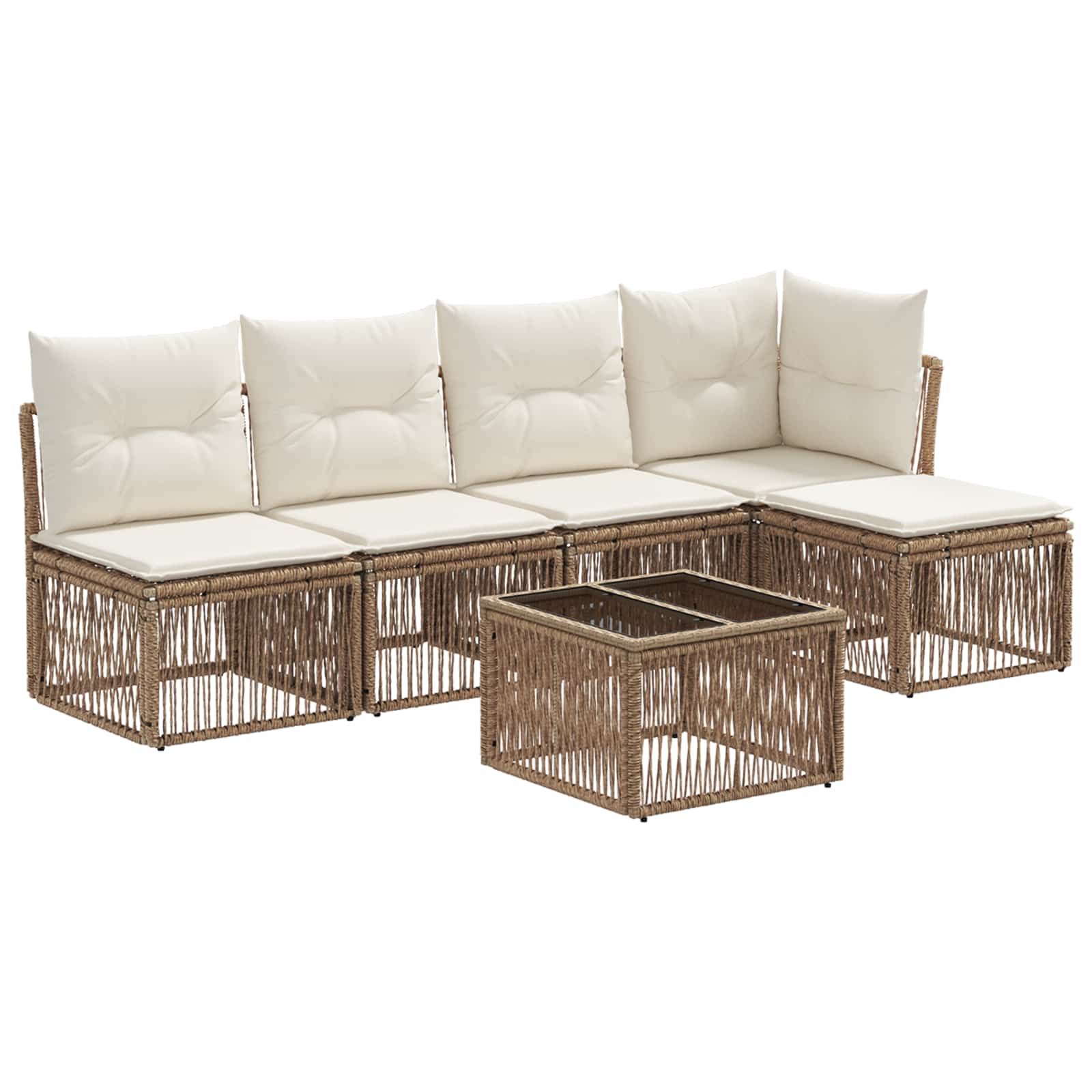 vidaXL Tuinbankenset 6 pcs Zwart poly rattan