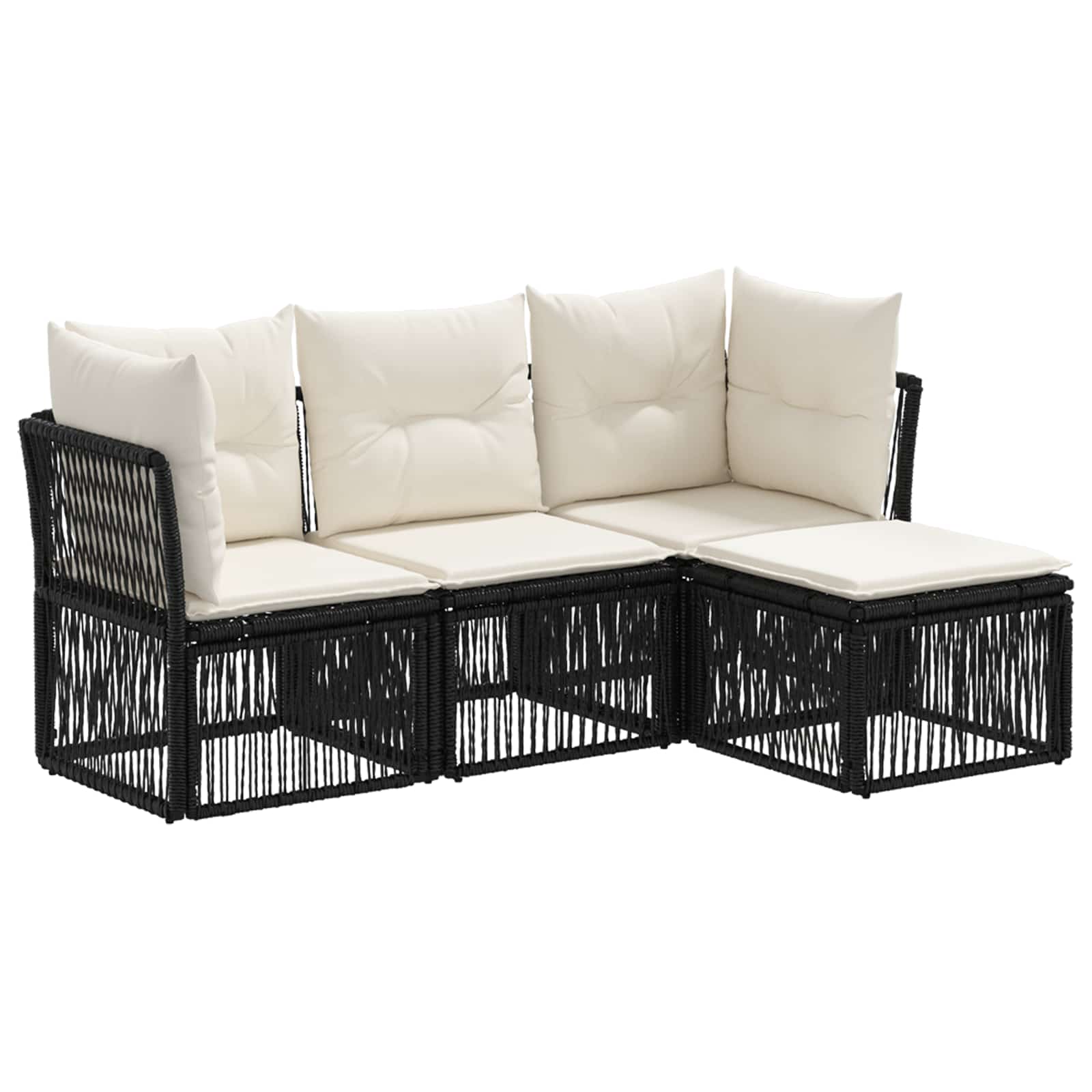 vidaXL Tuinbankenset 5 pcs Zwart poly rattan