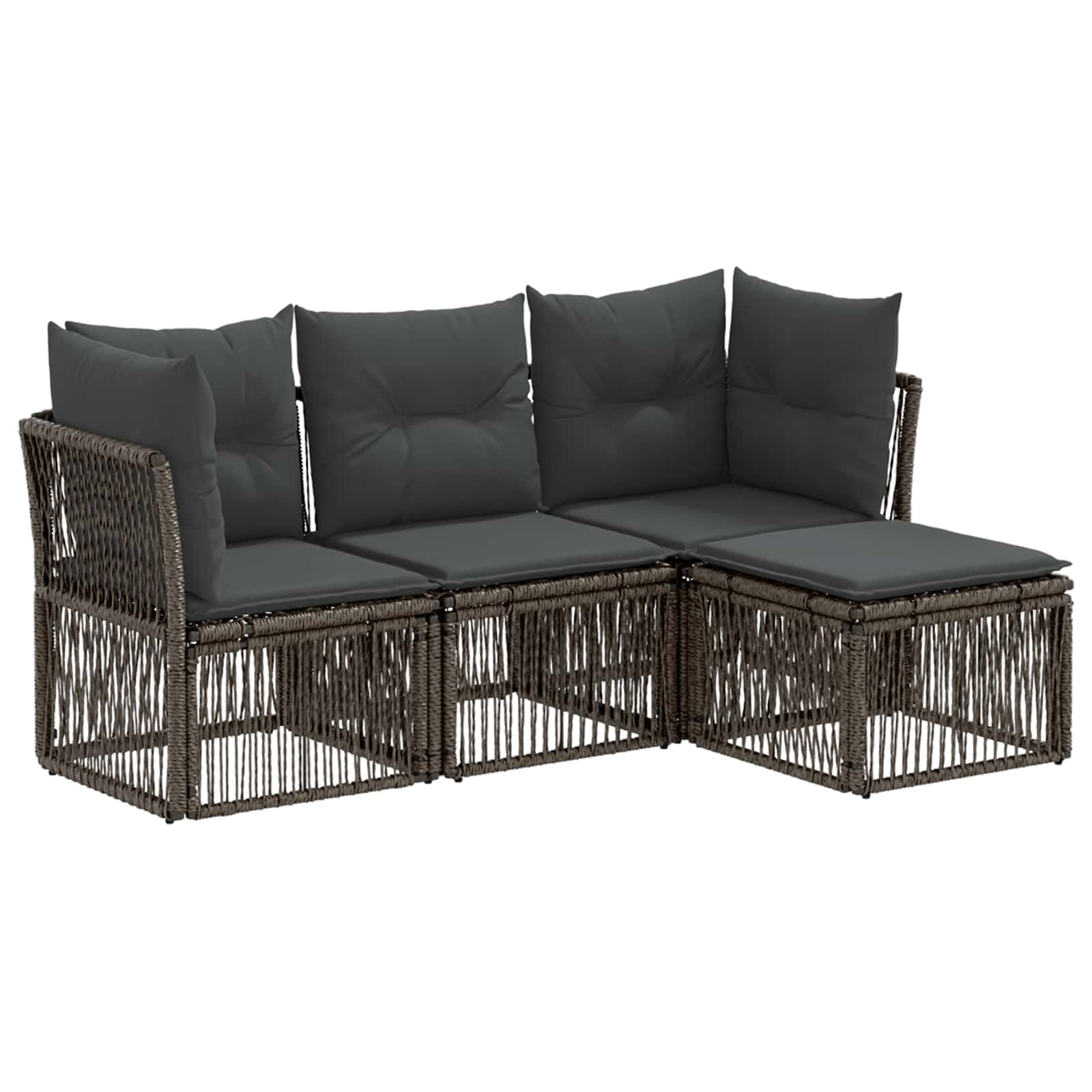 vidaXL Tuinbankenset 5 pcs Zwart poly rattan