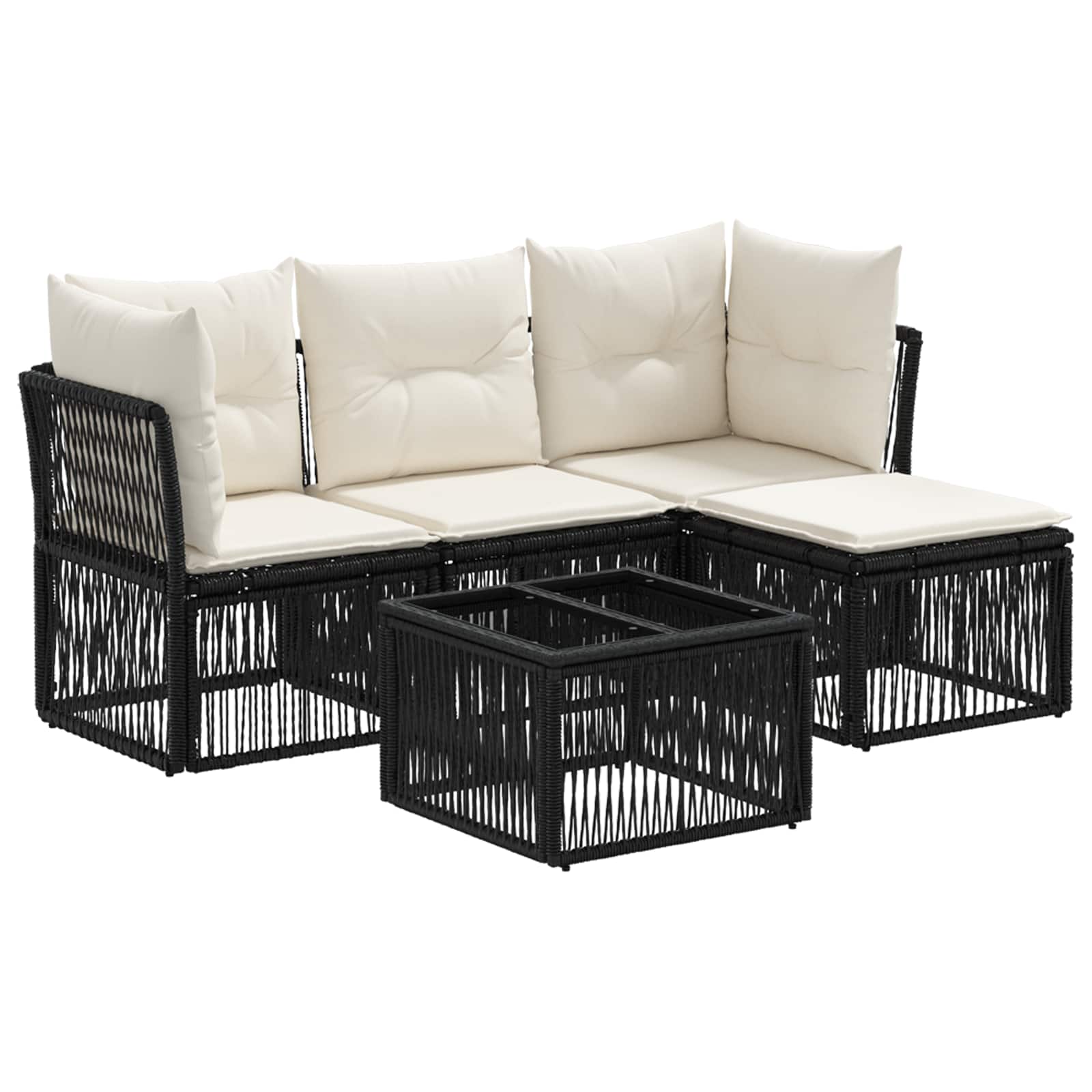 vidaXL Tuinbankenset 5 pcs Zwart poly rattan