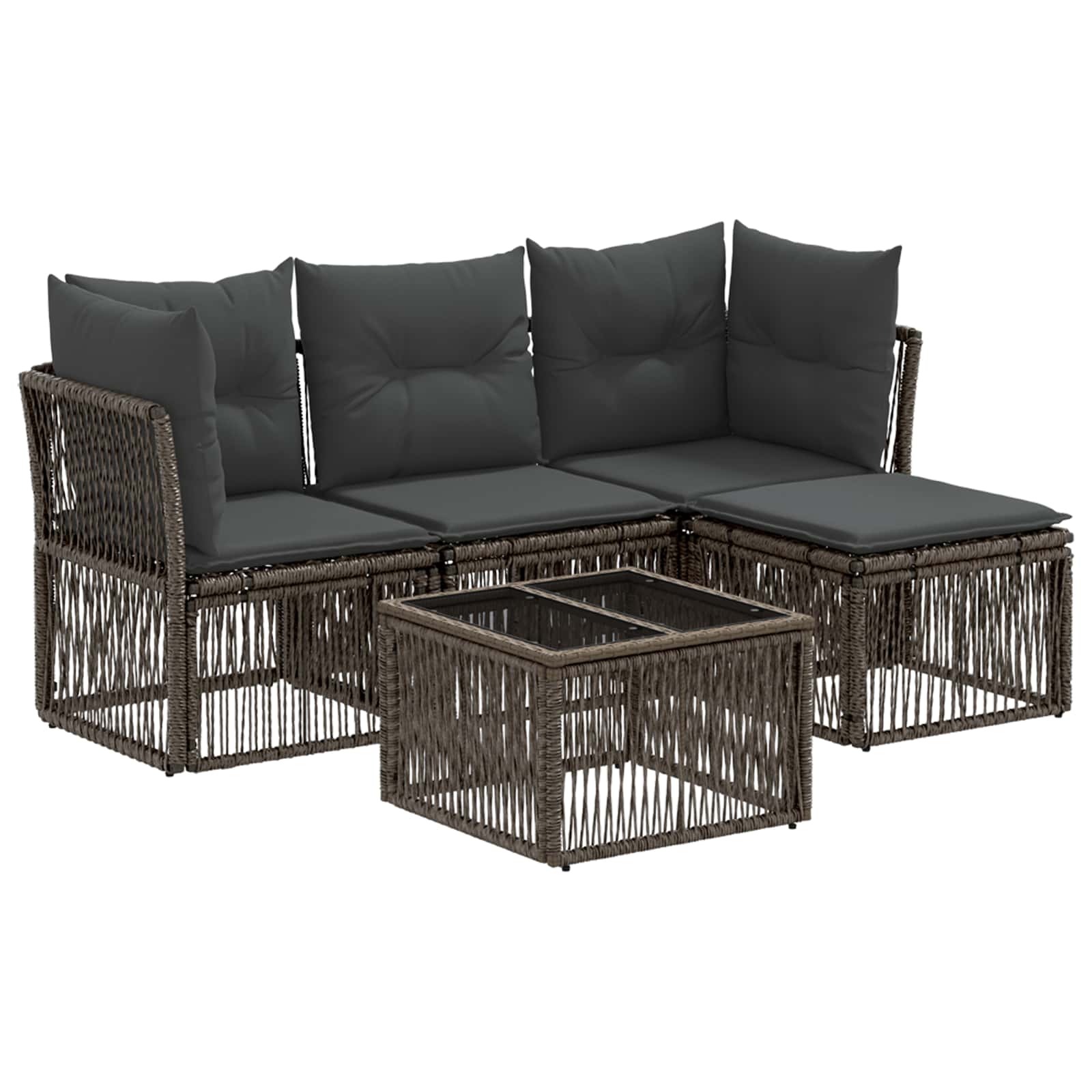 vidaXL Tuinbankenset 5 pcs Zwart poly rattan