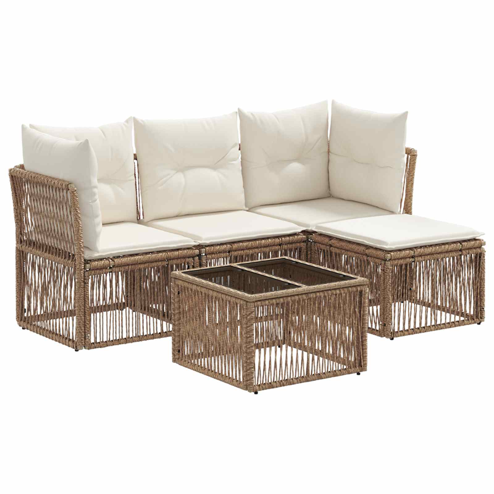 vidaXL Tuinbankenset 5 pcs Zwart poly rattan