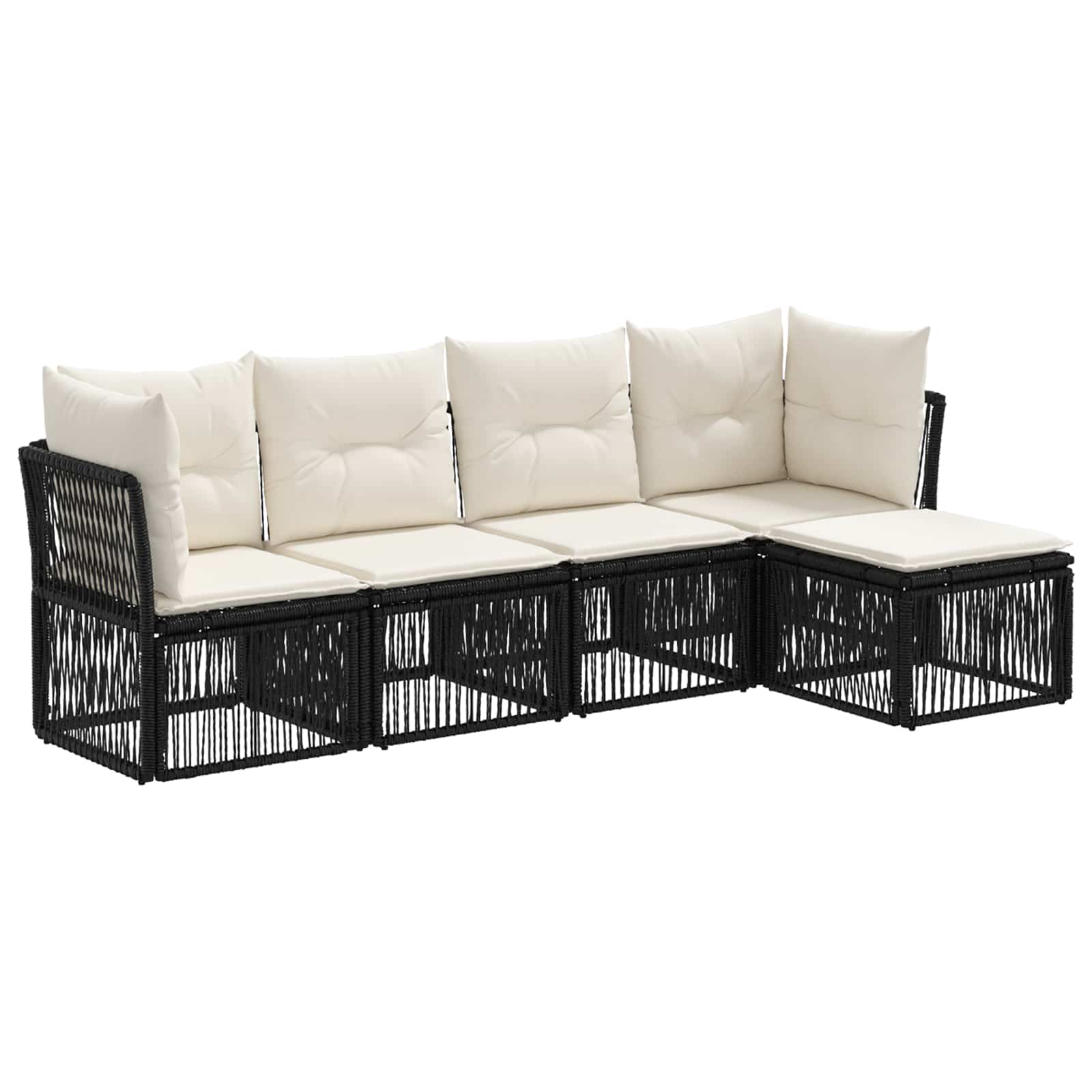 vidaXL Tuinbankenset 6 pcs Zwart poly rattan