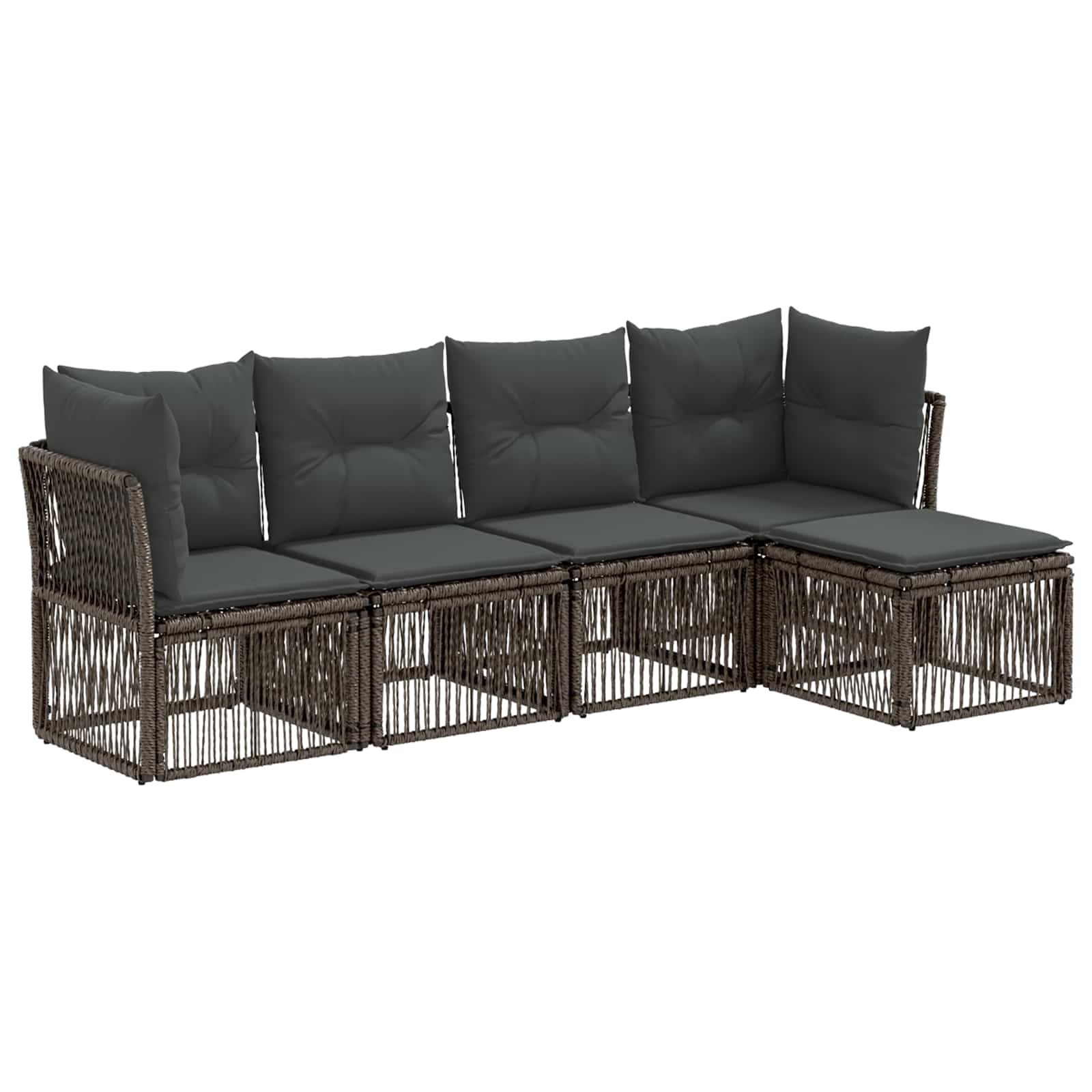 vidaXL Tuinbankenset 6 pcs Zwart poly rattan