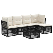 vidaXL Tuinbankenset 6 pcs Zwart poly rattan