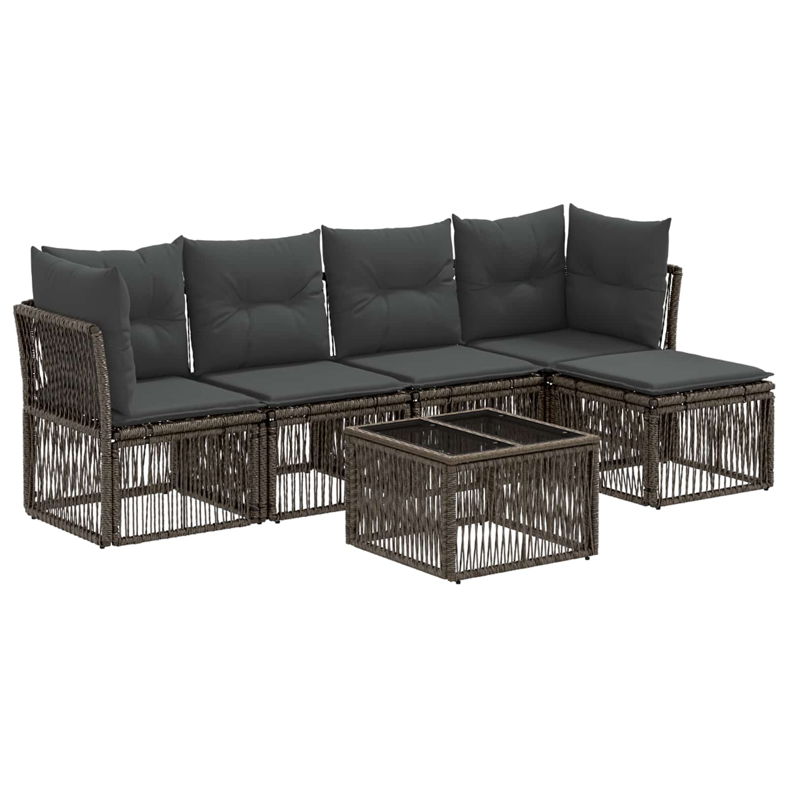 vidaXL Tuinbankenset 6 pcs Zwart poly rattan