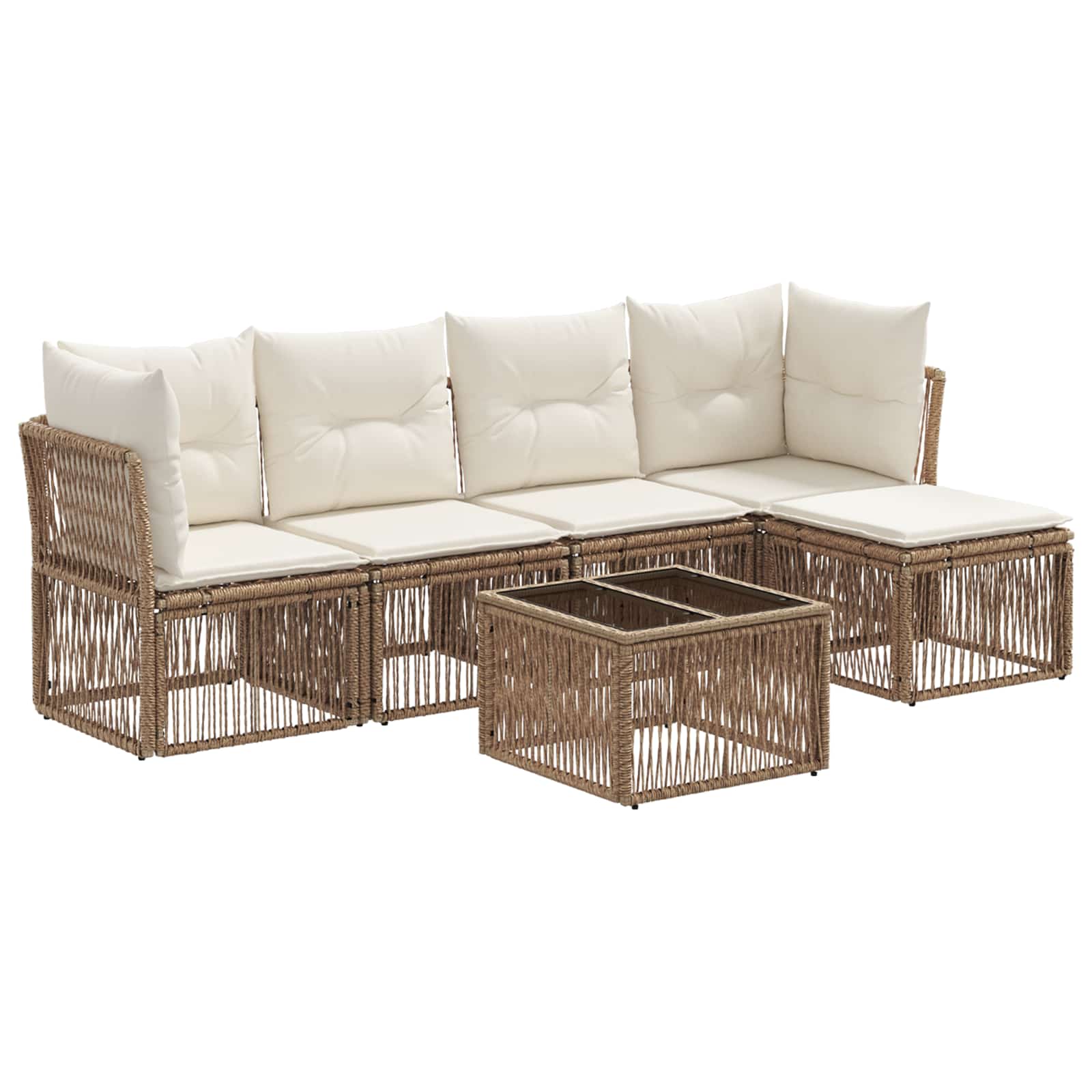 vidaXL Tuinbankenset 6 pcs Zwart poly rattan