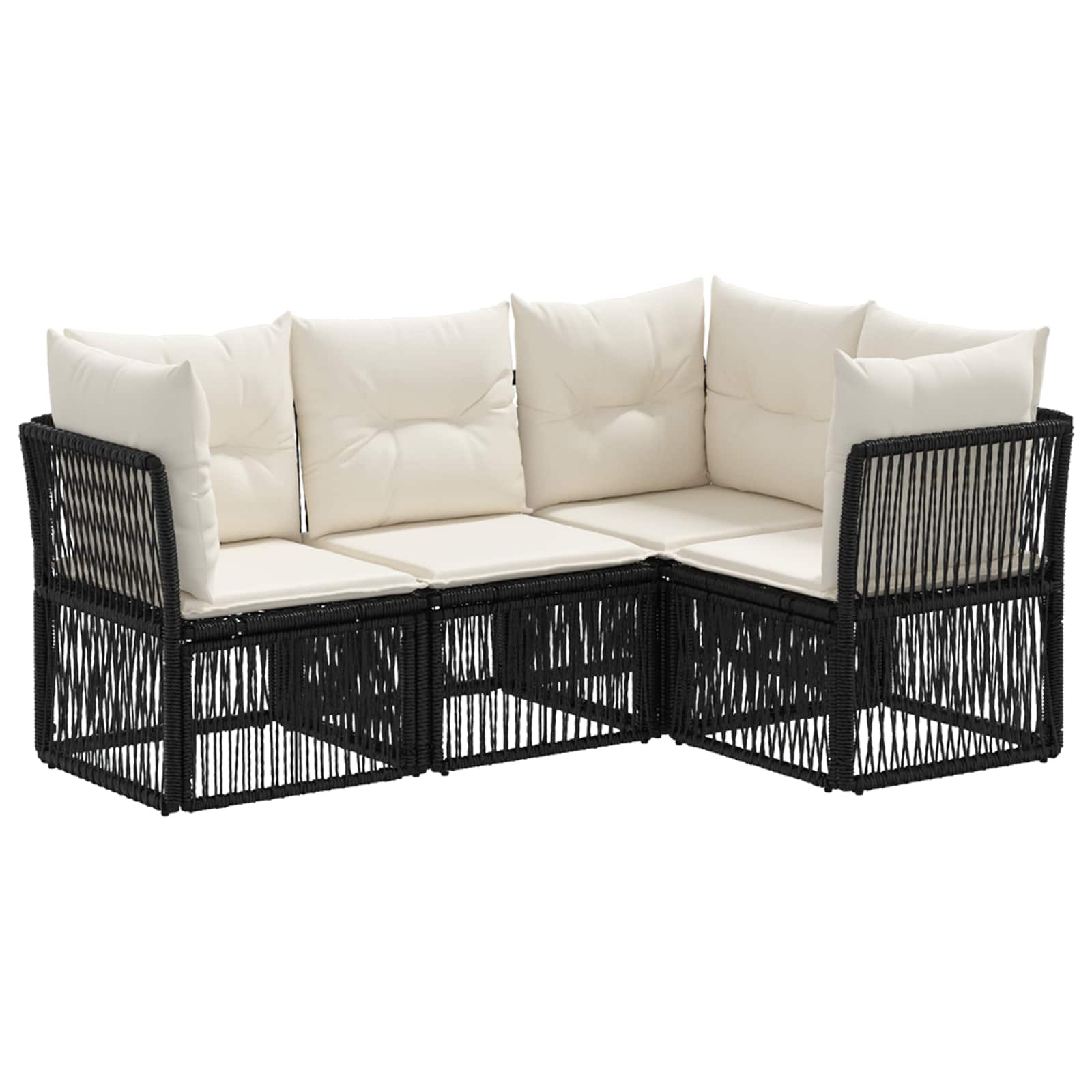vidaXL Tuinbankenset 5 pcs Zwart poly rattan