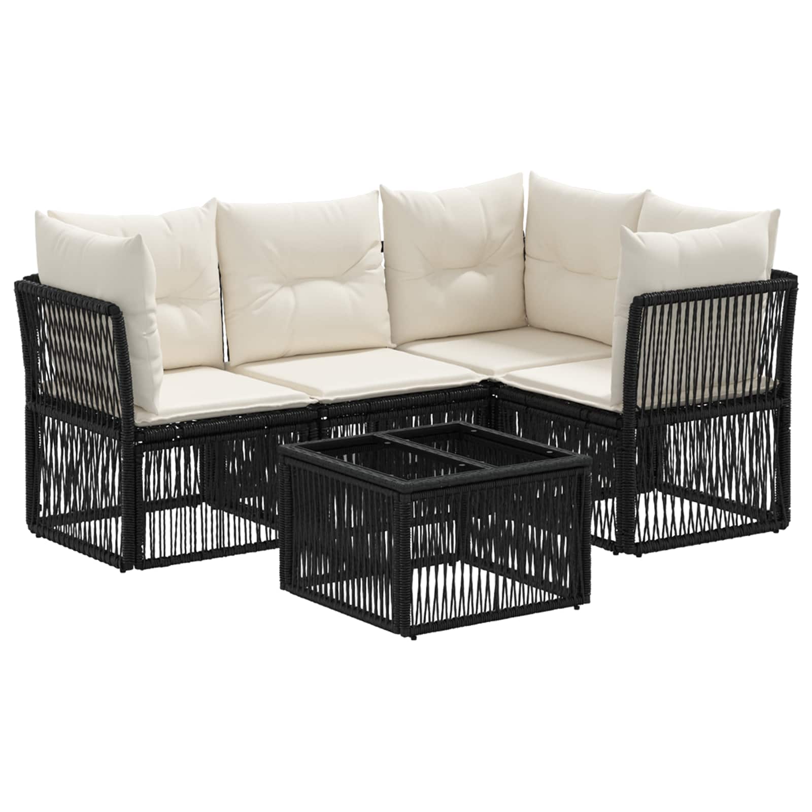 vidaXL Tuinbankenset 5 pcs Zwart poly rattan