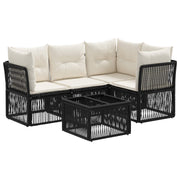 vidaXL Tuinbankenset 5 pcs Zwart poly rattan