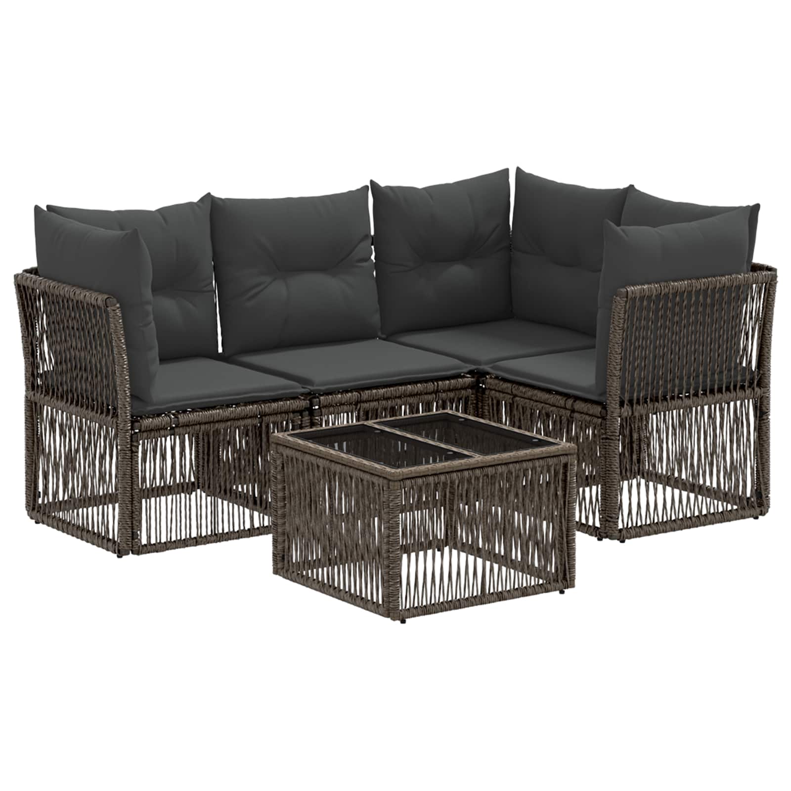 vidaXL Tuinbankenset 5 pcs Zwart poly rattan