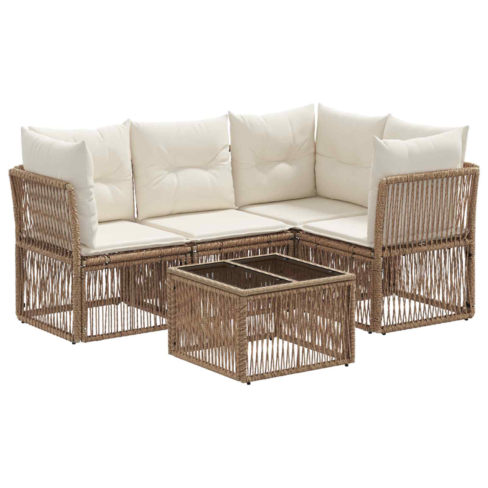 vidaXL Tuinbankenset 5 pcs Zwart poly rattan