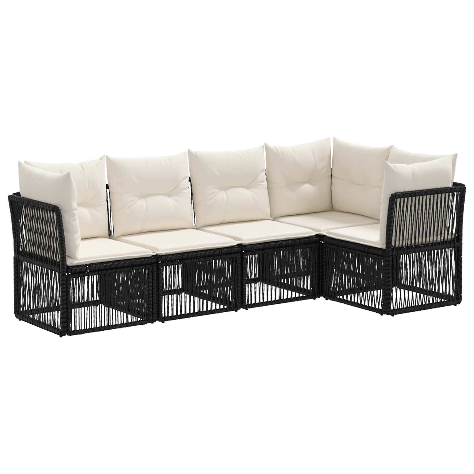 vidaXL Tuinbankenset 6 pcs Zwart poly rattan