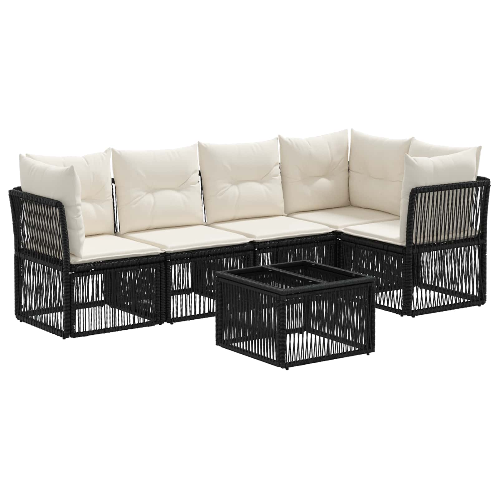 vidaXL Tuinbankenset 6 pcs Zwart poly rattan
