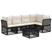 vidaXL Tuinbankenset 6 pcs Zwart poly rattan