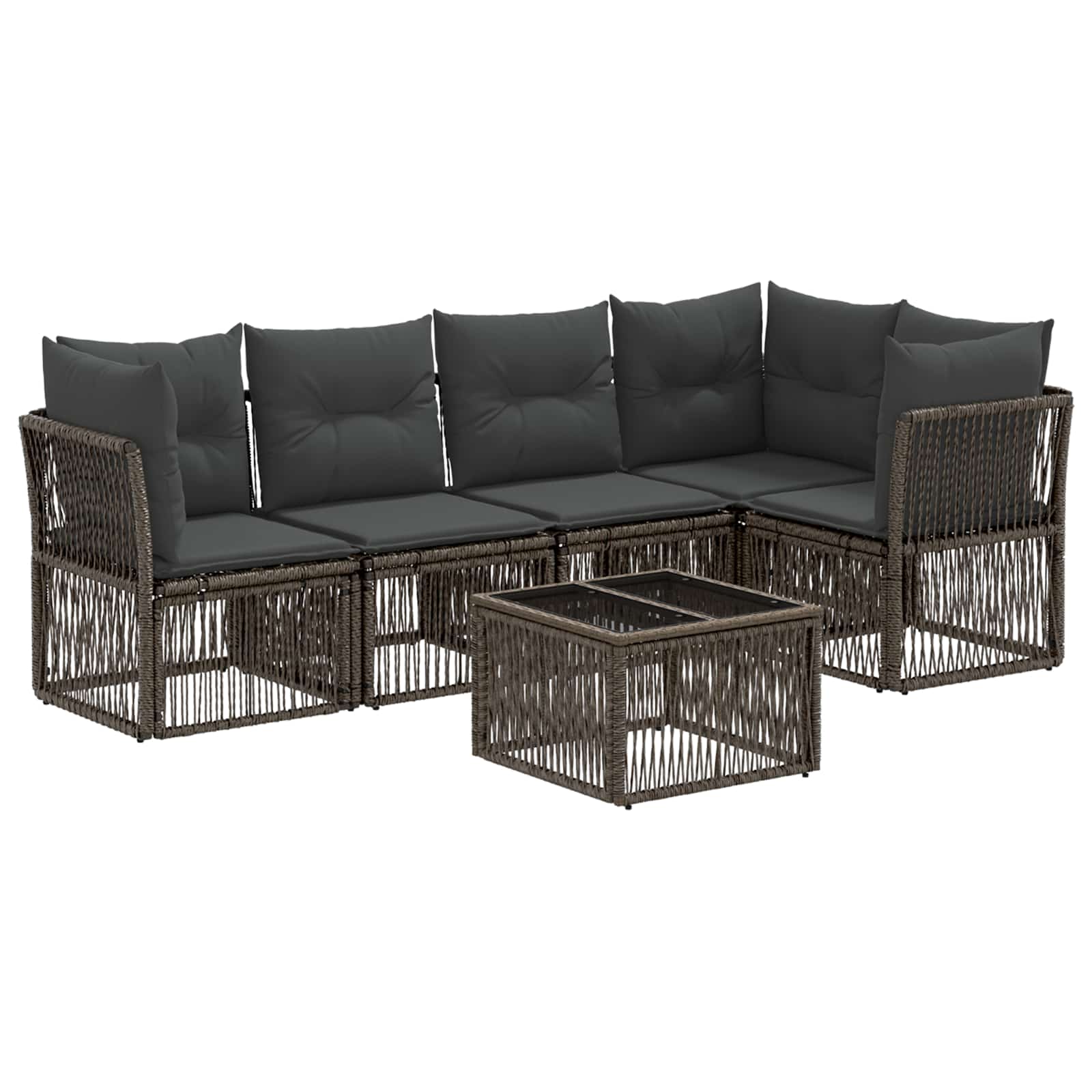 vidaXL Tuinbankenset 6 pcs Zwart poly rattan