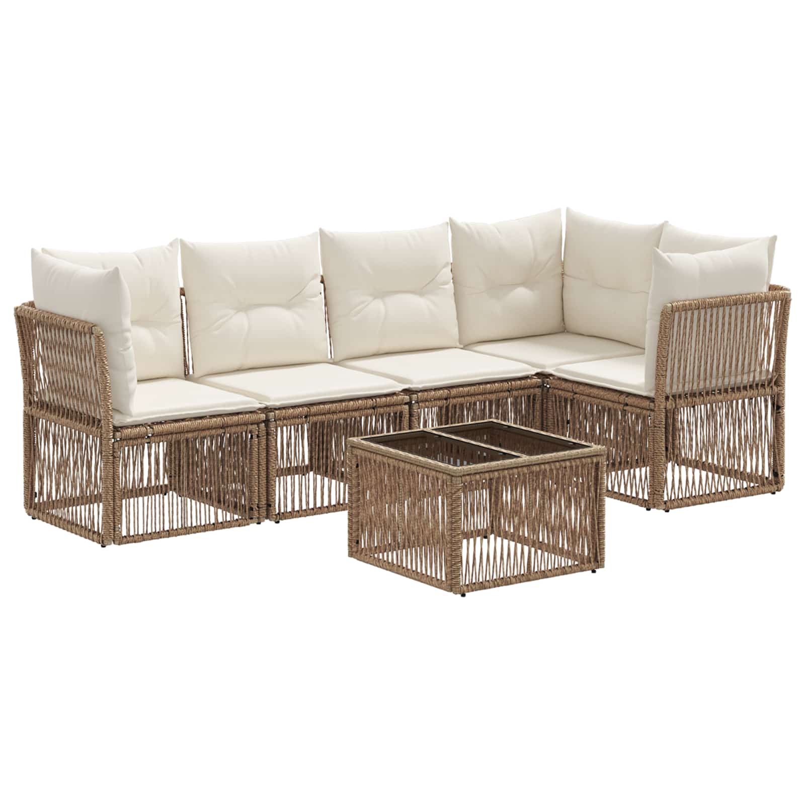 vidaXL Tuinbankenset 6 pcs Zwart poly rattan