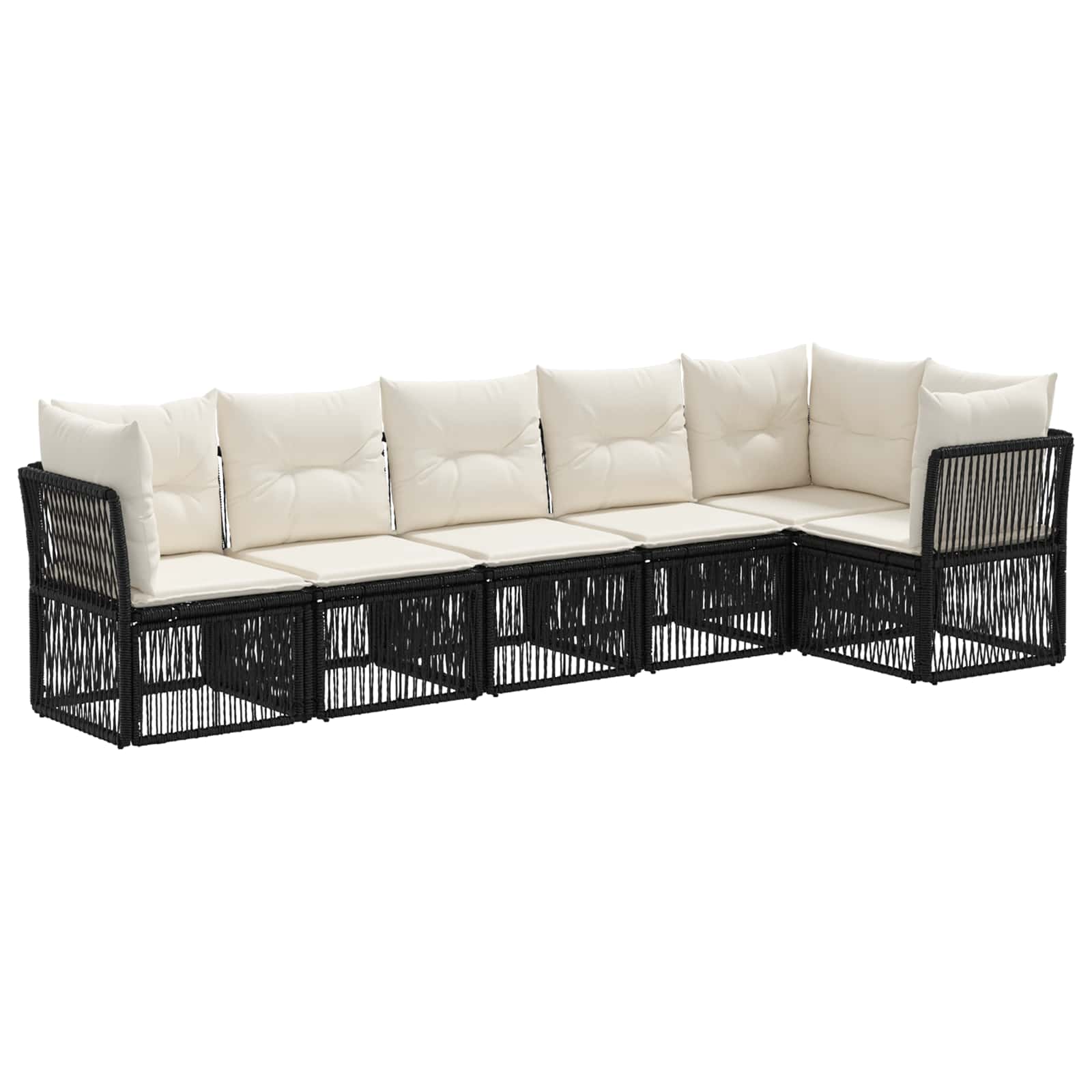 vidaXL Tuinbankenset 7 pcs Zwart poly rattan