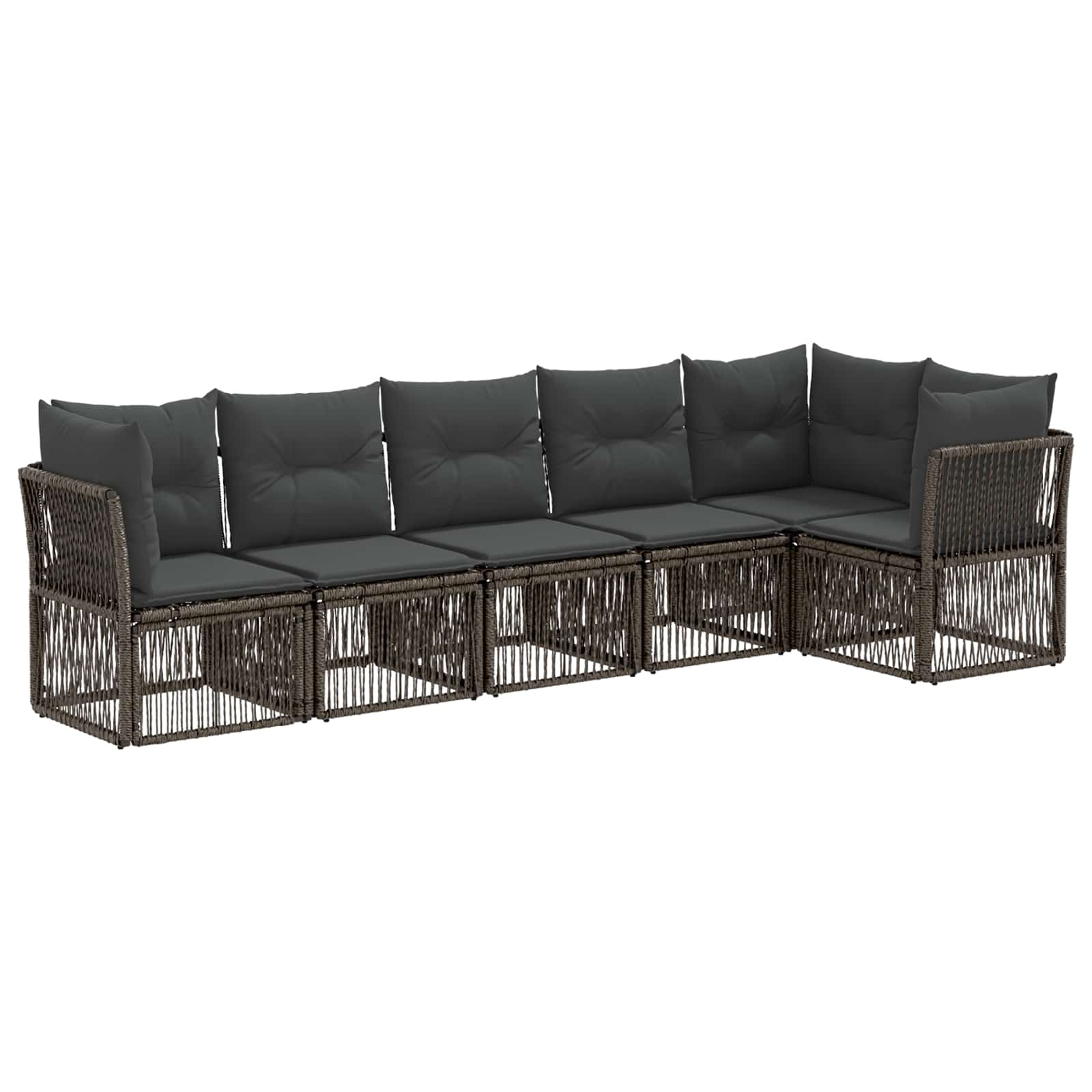 vidaXL Tuinbankenset 7 pcs Zwart poly rattan